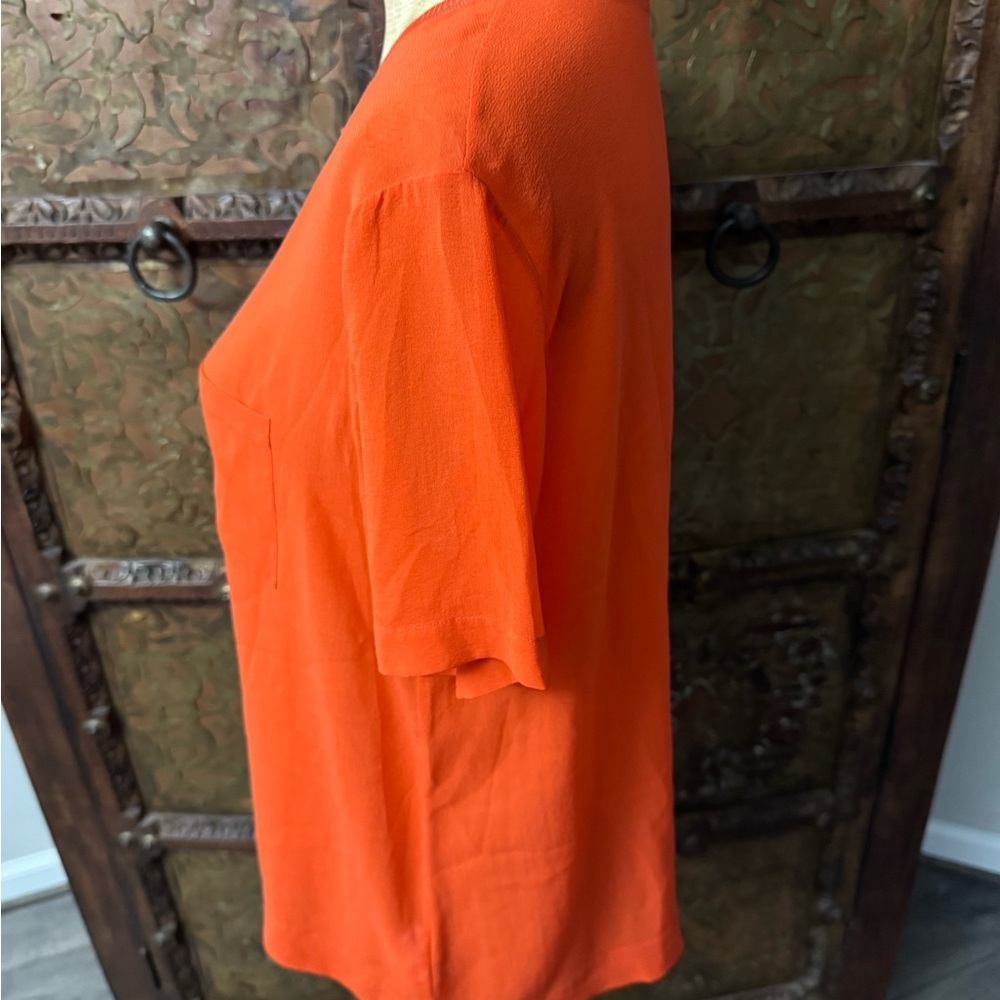 Vince Orange Boxy Short Sleeve silk T-Shirt M - Picture 2 of 8